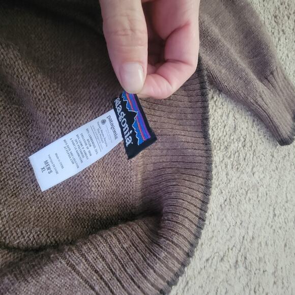 Patagonia Mens XL Lambswool Nylon Full Zip Sweater Cardigan Brown - Picture 11 of 11